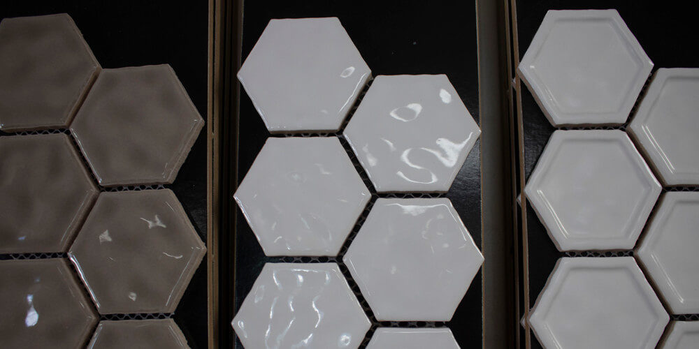 Close up of hexagon ceramic tile