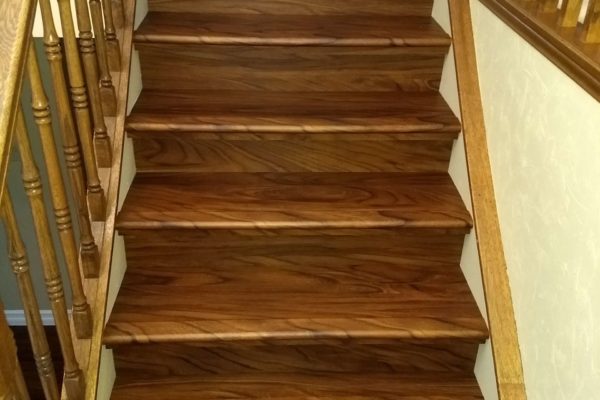 Photo of stairs with Luxury Vinyl Plank flooring