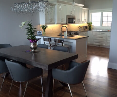 Photo of kitchen and dining room.