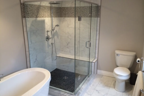 Large tiled shower stall